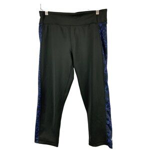 Adidas Womens Climalite Black & Blue Patterned Performance Capris - Size M